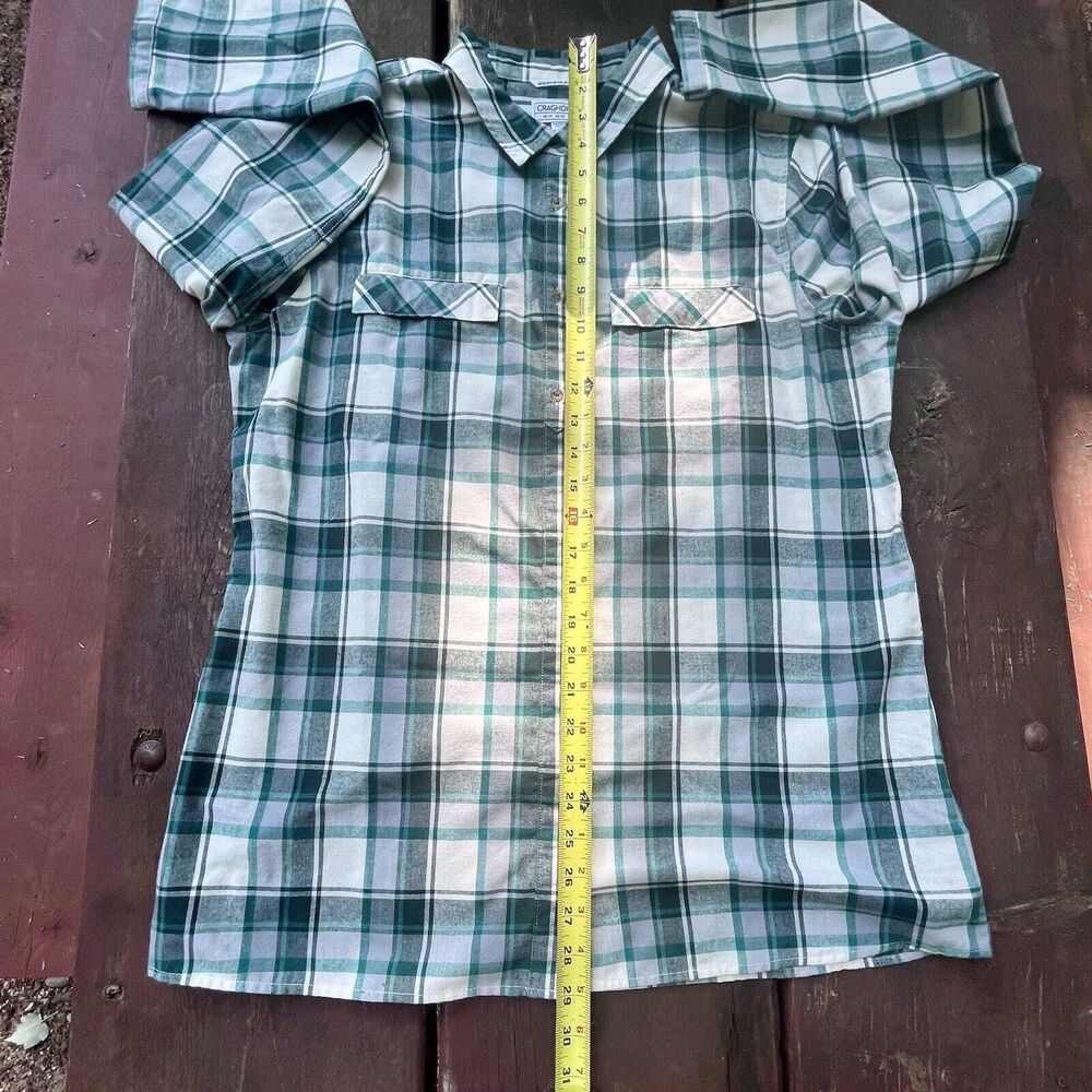 Craghoppers Green White Plaid Flannel Shirt Womens L Gorp Outdoor Cabin Western - Picture 8 of 8